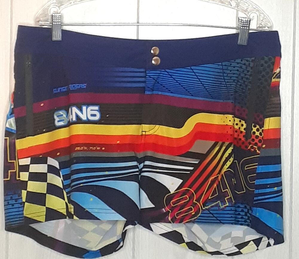 Bang! Miami Swim Trunks Size XL 2 Zip Pockets Quick Dry Vibrant Colors